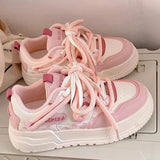 Pbong  Spring Autumn Lemon Sugar Yellow Thick Bottom Sports Shoes High Aesthetic Casual All-Match Flat Women's Shoes Rubber Outsole