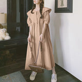 Pbong  Japan Style Lovely Asymmetrical Peter Pan Collar Dress Women Summer Big Size Korean Sweet Loose Short Sleeve Midi Casual Dresses