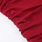Red Strapless Sexy Mesh Ruched Dress