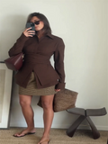 Elegant Office Women's Shirts Solid Laple Waist Cinching Full Sleeve Female Shirt 2025 Spring Fashion New Lady Commuter Wears