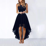Pbong  Spring Summer Hollow out Waist Cinched Lace Evening Dress Midi Skirt Sleeveless round Neck Polyester Fabric Empire Waist