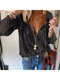 Women's Retro Ethnic V-Neck Lace Chiffon Shirt Casual Loose Office Top Spring Fashion Ladies Tops