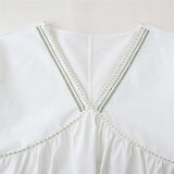 Boho Casual V-neck Short Dress 2025 New Plant Embroidery Loose Fashion Women Dress Vacation Beach Summer Female Clothing