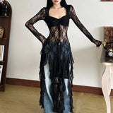 New Autumn and Winter Women's Clothing Sexy Pure Lust Lace Splicing Design Hollow Square Collar Fungus Top