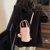 Pbong  Small Bucket Crossbody Bags for Women PU Shoulder Bag Luxury Designer Short Handle Purses and Handbags