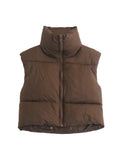 Casual Woman Black Loose Short Vest Female Fashion Oversized  Solid Color Tank Ladies Basic Warm Sleeveless Jacket