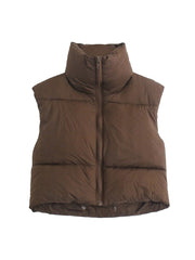 Casual Woman Black Loose Short Vest Female Fashion Oversized  Solid Color Tank Ladies Basic Warm Sleeveless Jacket