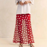 Pbong  Women Polka Dots Skirts Elegant Fashion High Rise Elastic Waist Semi See Through Flowy Long Skirt Y2K Streetwear