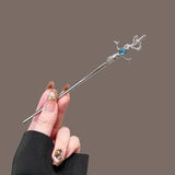 Vintage Moonstone Butterfly Hair Sticks for Women Fashion Metal Hanfu Hairpin Disk Hair Chopsticks Hair Accessories
