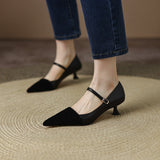 Spring Women Pumps Sheep Suede High Heels Pointed Toe Thin Heel Shoes for Women Elegent Sheepskin Ladies Shoes Plus Size