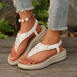Pbong  New Summer Fashion Comfortable Lightweight Sexy Fashion Slippers Round Toe Clip-toe Beach Large Size Flat Sandals for Women