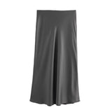 Autumn Winter Burgundy Satin Skirt Women Party Silk Skirt High Waist Straight Long Faldas Mujer Christmas Skirt