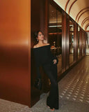Women's Summer Slash Neck Sunscreen Maxi Dress Chic Long Sleeve Bodycon Knitted Vestidos Female Elegant Holiday Beachwear