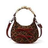 Pbong  Mini Fashion Shoulder Bag Urban Simple Style Faux Fur Underarm Butterfly Knot Handbag Stylish All-Match Small Dumpling Shape