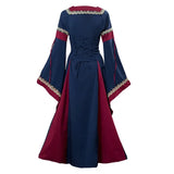 Medieval Renaissance Court Dress Square Neck Lace Trim High Waist Figure-hugging Long Skirt Drama Cosplay Costume