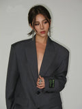 Spring Oversize Full Sleeve Long Women Black Blazer Office Lady Work Suit Blazers Work Female Clothing Jackets Coat