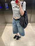 Pbong  Black White Polka Dot Commuting Large Capacity Tote Bag for Women New Casual Versatile Crossbody Shoulder Bags