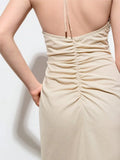 Pbong  Sexy Halter Party Long Dresses For Women Summer Fashion Sleeveless Backless Off The Shoulder Maxi Dress Elegant