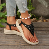 Pbong  New Summer Fashion Comfortable Lightweight Sexy Fashion Slippers Round Toe Clip-toe Beach Large Size Flat Sandals for Women