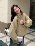 Vintage Plaid Cargo Jacket Women Retro Double Sided Wear Preppy Style Sweet Coat Korean Fall Winter Long Sleeve Pockets Top