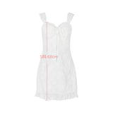 New Women's Dress Sexy A Line White Lace Embroidery Dress Mini Ruffle Summer Holiday Party Dress High Quality