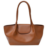 Pbong  Fashion PU Chic Tote Handbag Retro Solid Color Underarm Pouch Commute Daily Shoulder Bag Large Capacity Top-Handle Bags