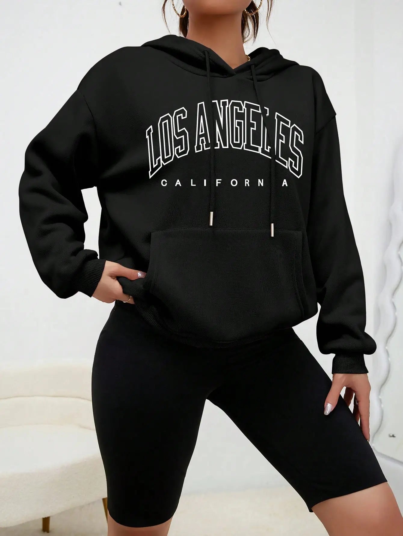 Los Angeles Art Letter Design Women Streetwear American Style Fashion Sweatshirt Autumn Hip Hop Female Hoodies Casual Fleece Top