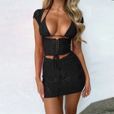 Nightclub Sexy Party Three Piece Set Mini Dress And Bra And Mini Skirts Slim 3 Pieces Set Women Summer Outfits