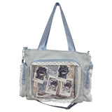 Kawaii Lace Edge Clear Pocket Shoulder Bag Ladies DIY Display Handbag New Trend Fashion Luxury Female Tote Bags