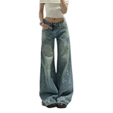 Pbong  Plus Size Women's Loose Straight Leg Jeans High Waist Wide Leg Long Trousers Bootcut Denim Pants Big Size Casual Fashion