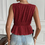 Women's Tanks Deep V-Neck Tie Detail Sleeveless Solid Color Top Summer Casual Chic Style Tanks