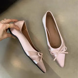 Ballerina Satin Women's Flat Shoes Comfort Non-slip Pointed Toe Ladies Loafers Flats Elegant Bowknot Women's Single Shoes