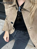 Fashion Lapel Pockets Long Sleeve Coats Women's Casual Single Breasted Solid Color Outerwear Autumn Female High Street Chic Tops
