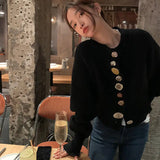 Gentle O Neck Cardigan Irregularity Button Crop Top Y2k Womens Clothing Vintage Sweater Korean Fashion Sueters De Mujer