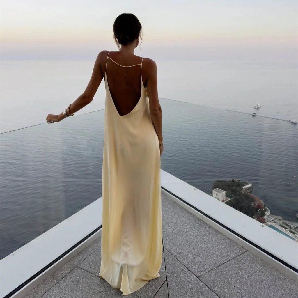 Summer Sexy Open Back Sleeveless Slip Maxi Dress Cut Out Club Party Dr – Pbong