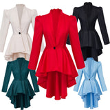 Women Medieval Victorian Gothic Steampunk Coat Tuxedo Tailcoat with Irregular Hem Vintage Trench Frock Outfit for Cosplay Party