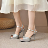 Pbong  Platform Sandals Women New High Heels Women Wedding Shoes Fashion Peep Toe Sandalias De Mujer