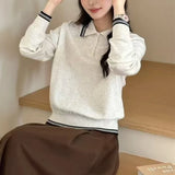 Polo Sweater for Women Long Sleeve Collared Half Zip Pullover Polo-Neck Knitted Jumper Fall Winter Teen-girl Preppy Style Outfit