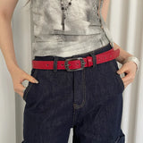 Retro Ethnic Style Butterfly Printed Red Belt For Women New In 2025 Versatile Belt With Jeans Belt Decoration