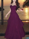 Elegant Ruffles Women's Prom Dresses Chic Wedding Spaghetti Strap Folds Split Party Holiday Dress Summer 2025 New Vestido