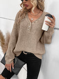Autumn and winter new button V-neck pullover long sleeved knitted sweater