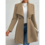 Women's Coats Winter Solid Color Long Sleeve Lapel Button-Up Work Coats New Year Red Valentine's Day Gift Outerwears