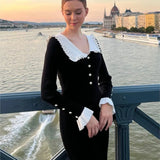 Women's High Waist Ruffled Maxi Dress Autumn And Winter Knitted Slim Long Dress Women's Retro Dress Fashionable And Elegant