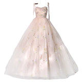 Pbong  Wedding Dresses Fashion Spaghetti Strap Floor-length Ball Gown Dress Sweet Embroidered Flowers Long Prom Dresses