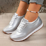 Fashion Plus Size Casual Sneakers Spring/autumn Fashion Round Toe  Lace-Up Flat Low Top Casual Shoes for Women