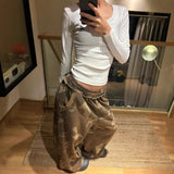 Pbong  American Style Hot Girl Camouflage Wide Leg Pants Women's Autumn Winter New Straight Casual Loose Sports Sweatpants Design Long