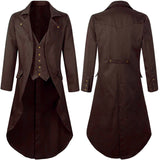 Adult Men Medieval Cosplay Black Jacket Devil Fashion Gothic Steampunk Solid Color Irregular Tuxedo Costume Halloween Masquerade