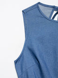 Casual Fashionable Backless Denim Dress Women's Spring New Style Hollow out Design Comfortable Leisure Polyester Long A- Line...