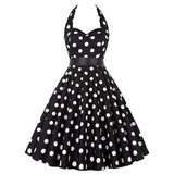 Summer Vintage Hepburn Style Dress Embroidered Neck Hanging Print High Waist Cotton No Sleeve Full Skirt Length A-Line Dress