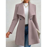 Women's Coats Winter Solid Color Long Sleeve Lapel Button-Up Work Coats New Year Red Valentine's Day Gift Outerwears
